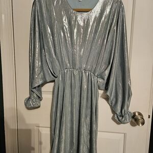 Ces Femme Shimmering Silver Mini Dress